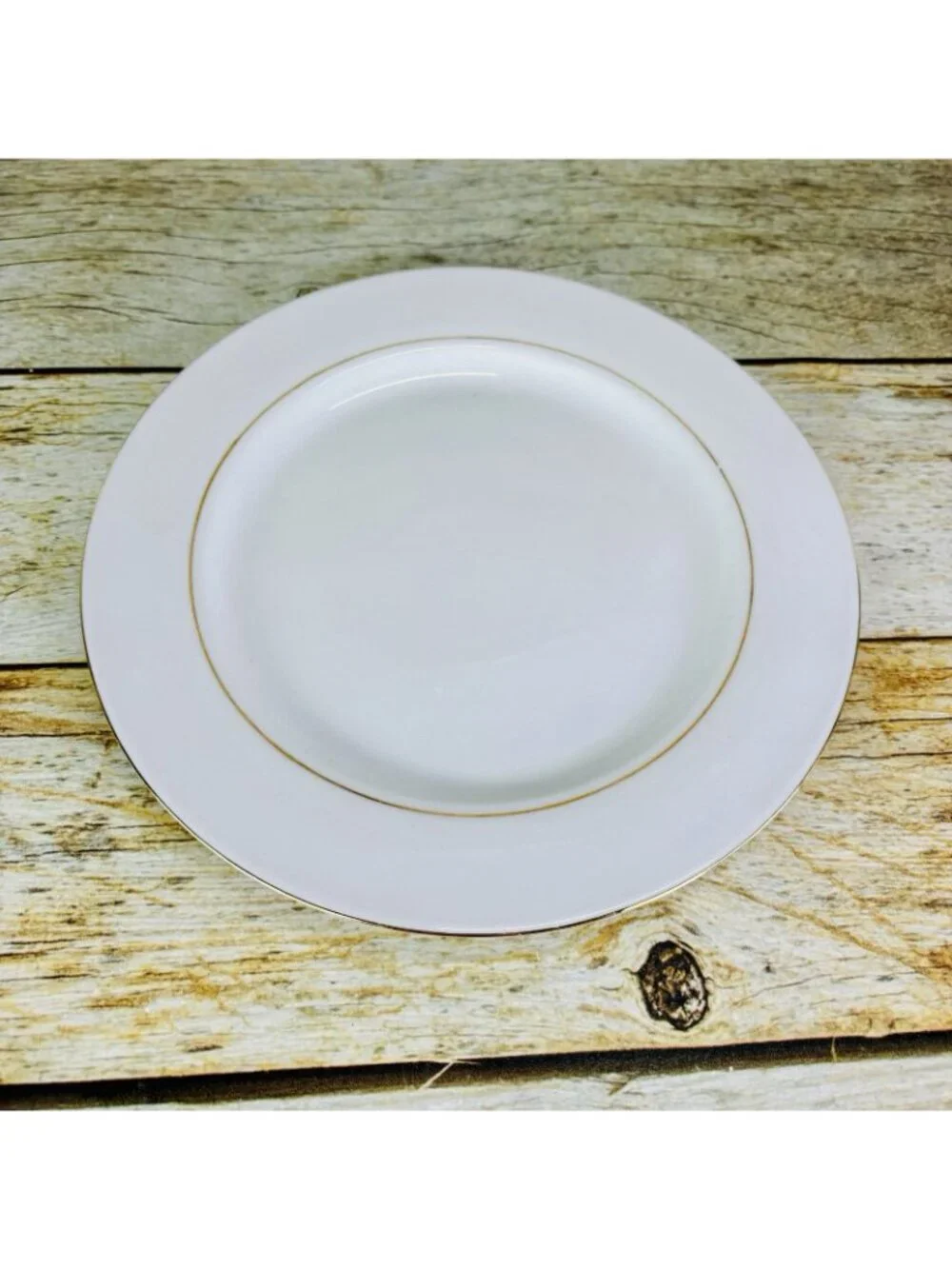 Vintage Kmart ELEGANT GOLD White Gold Trim Rim Porcelain Salad Plates Set of 4